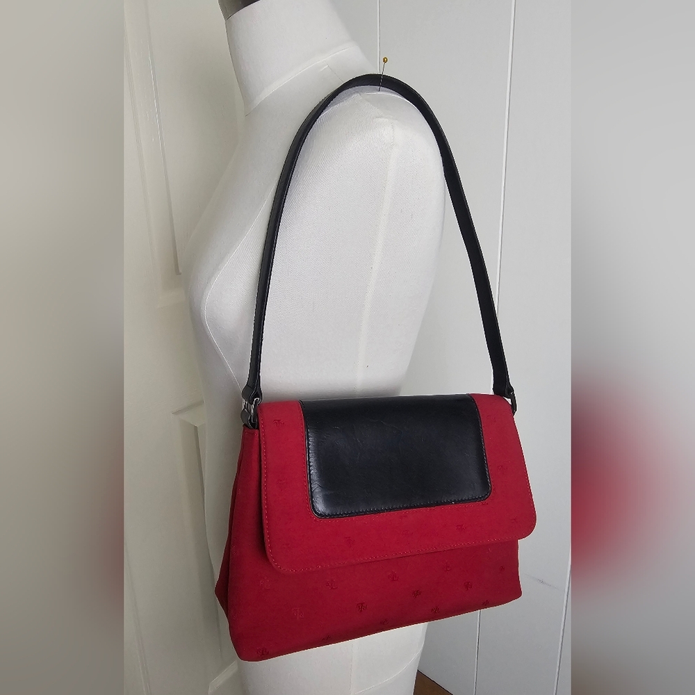 Vintage 90s Ralph Lauren Shoulder Purse Red Black